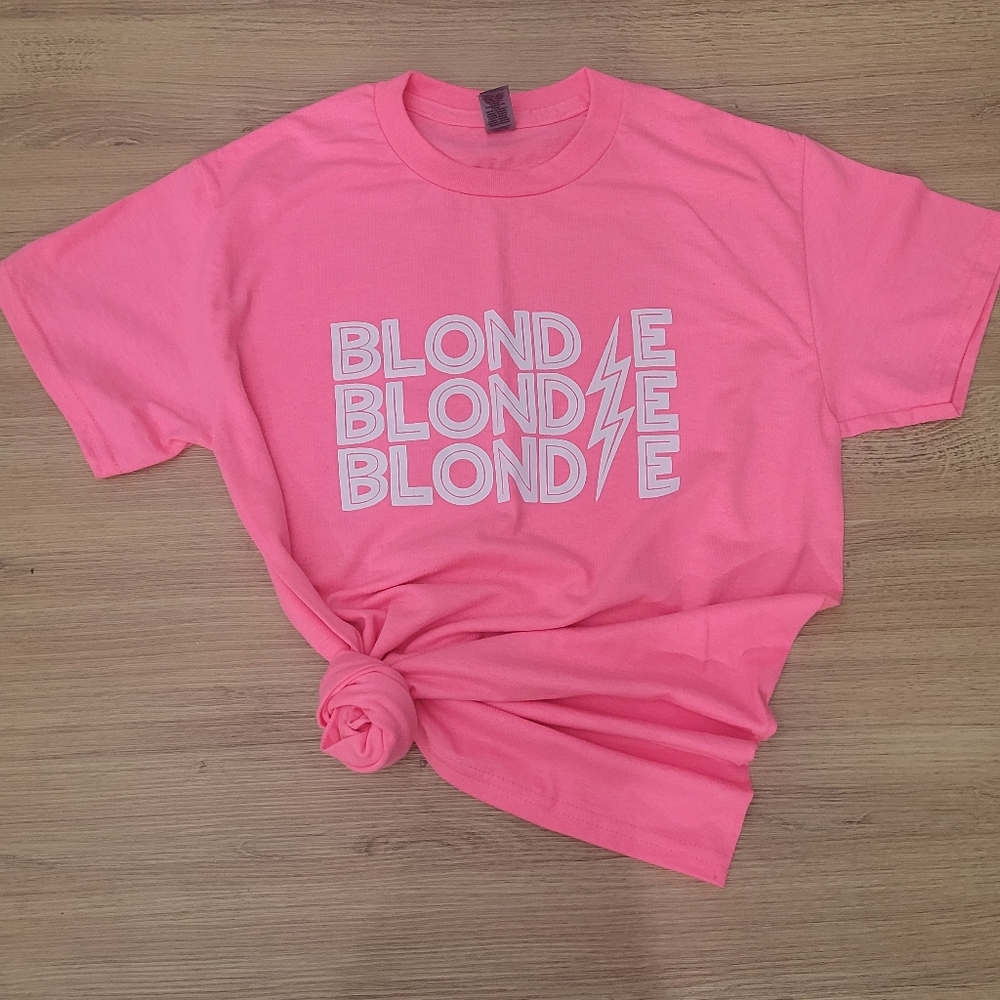 SMALL BLONDIE NEON PINK TEE 80s NEW